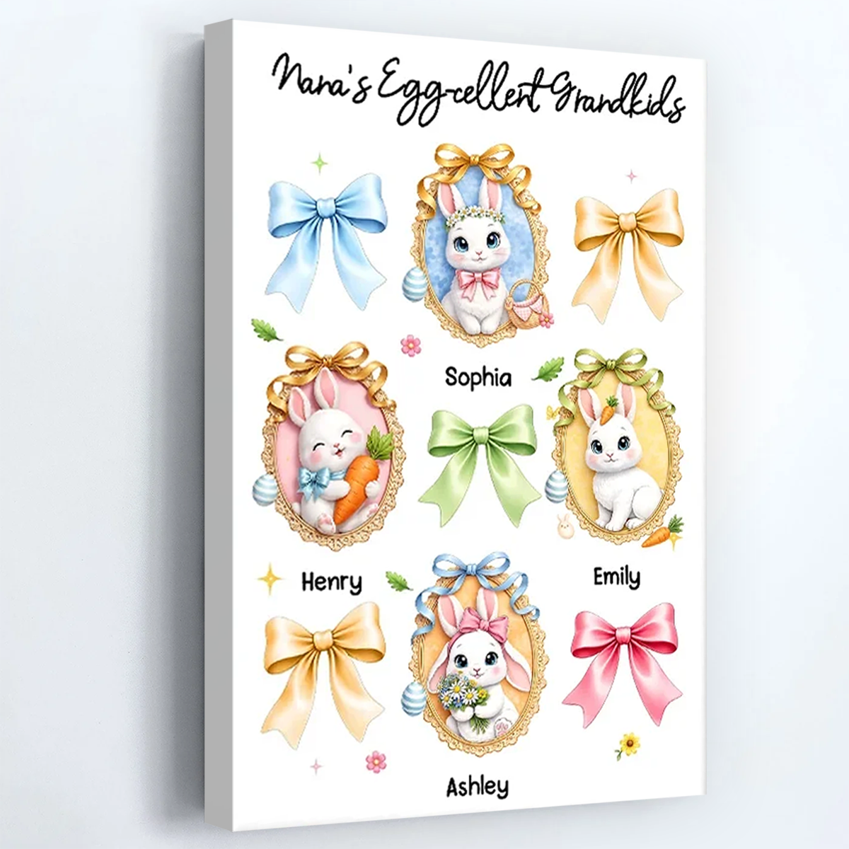 Nana's Egg-cellent Grandkids Personalized Canvas / Poster - Custom Easter Gift for Grandma and Mom