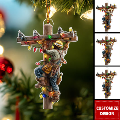 "Keeping The Lights On" Personalized Lineman Ornament - Custom Christmas Gift for Linemen