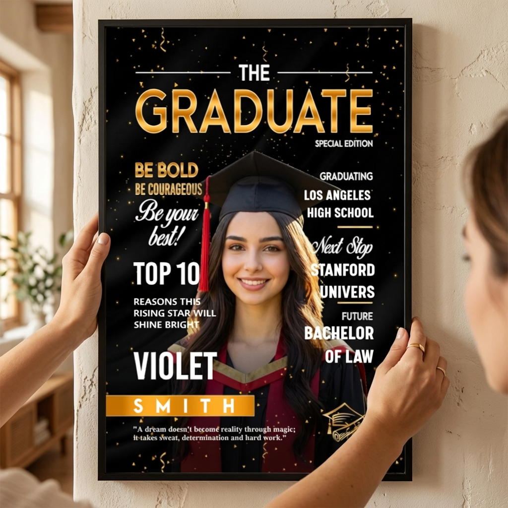 Personalized Graduation Photo Magazine Cover Poster / Canvas - Graduate Season Gift For Class of 2026