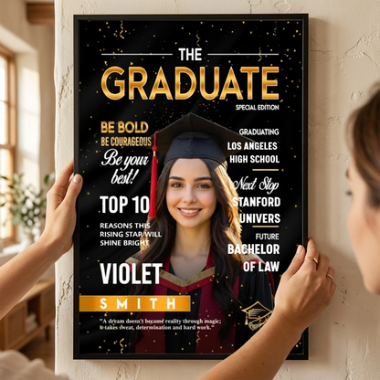 Personalized Graduation Photo Magazine Cover Poster / Canvas - Graduate Season Gift For Class of 2026
