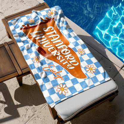 Personalized Graduation Beach Towel personalization view for Daughter/Granddaughter