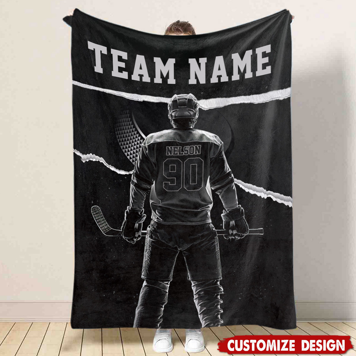 Personalized Hockey Boy Blanket - Gift for Hockey Lovers & Players