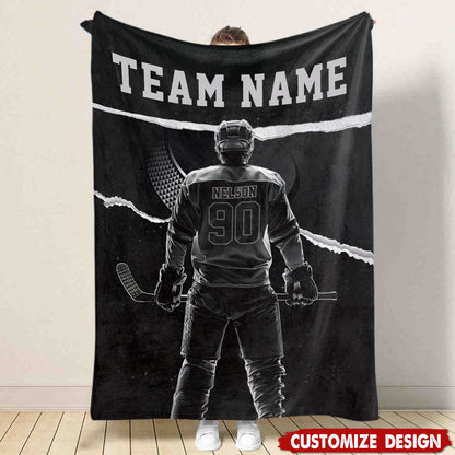 Personalized Hockey Boy Blanket - Gift for Hockey Lovers & Players