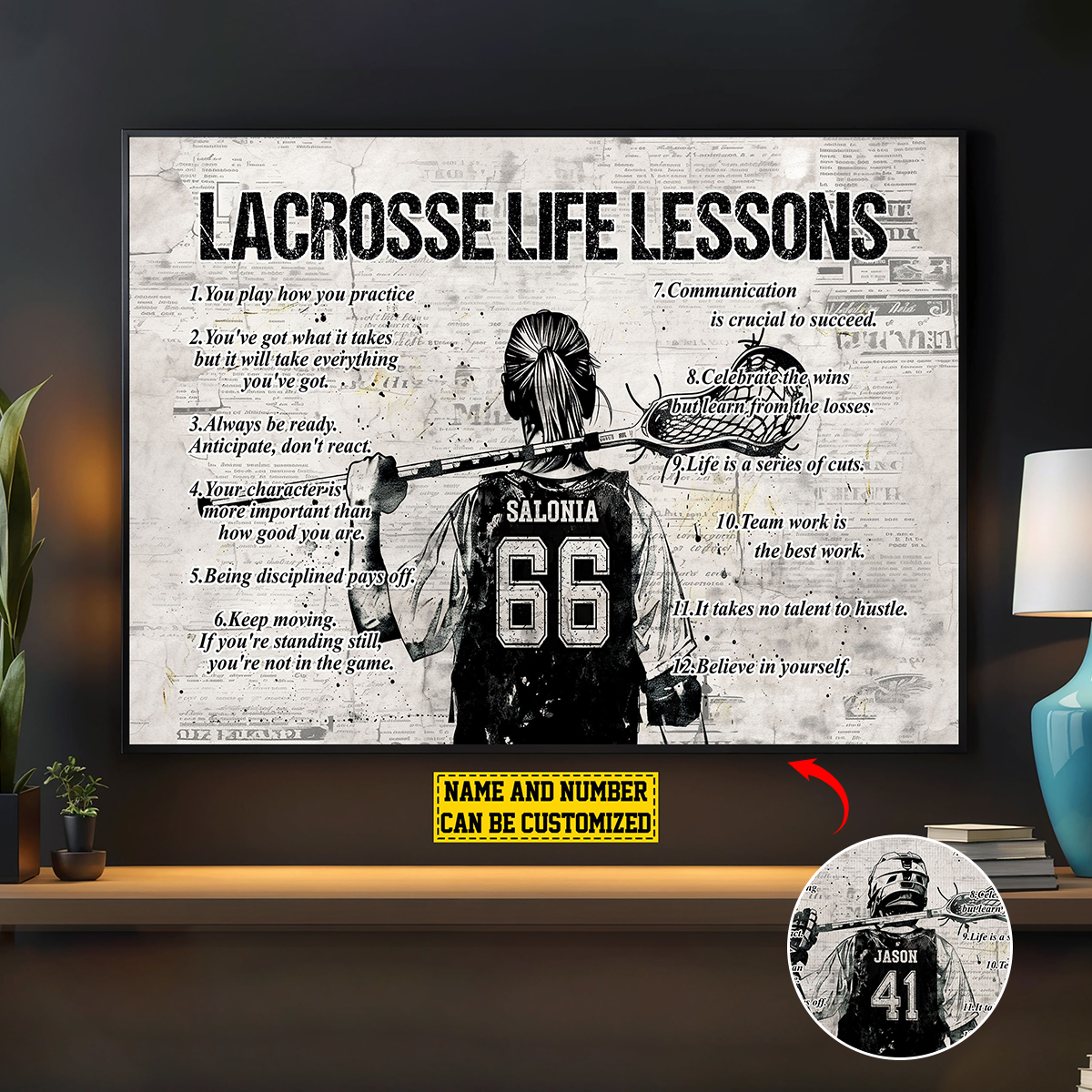 Personalized Lacrosse Life Lessons Poster / Canvas - Custom Gift For Lacrosse Lovers