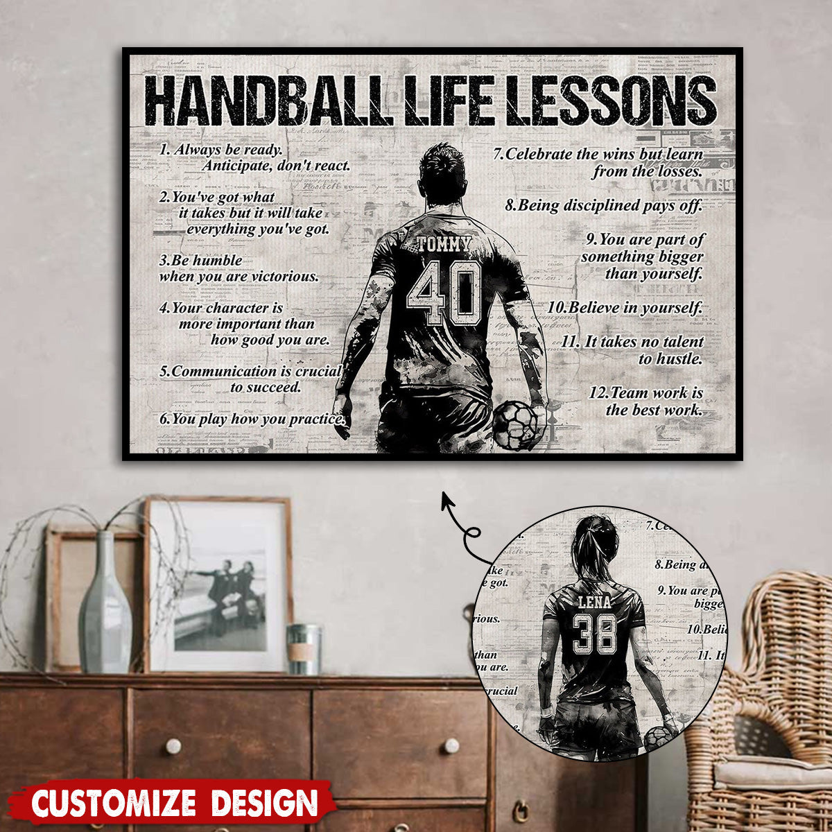 Personalized Handball Life Lessons Poster / Canvas - Gift For Handball Lovers