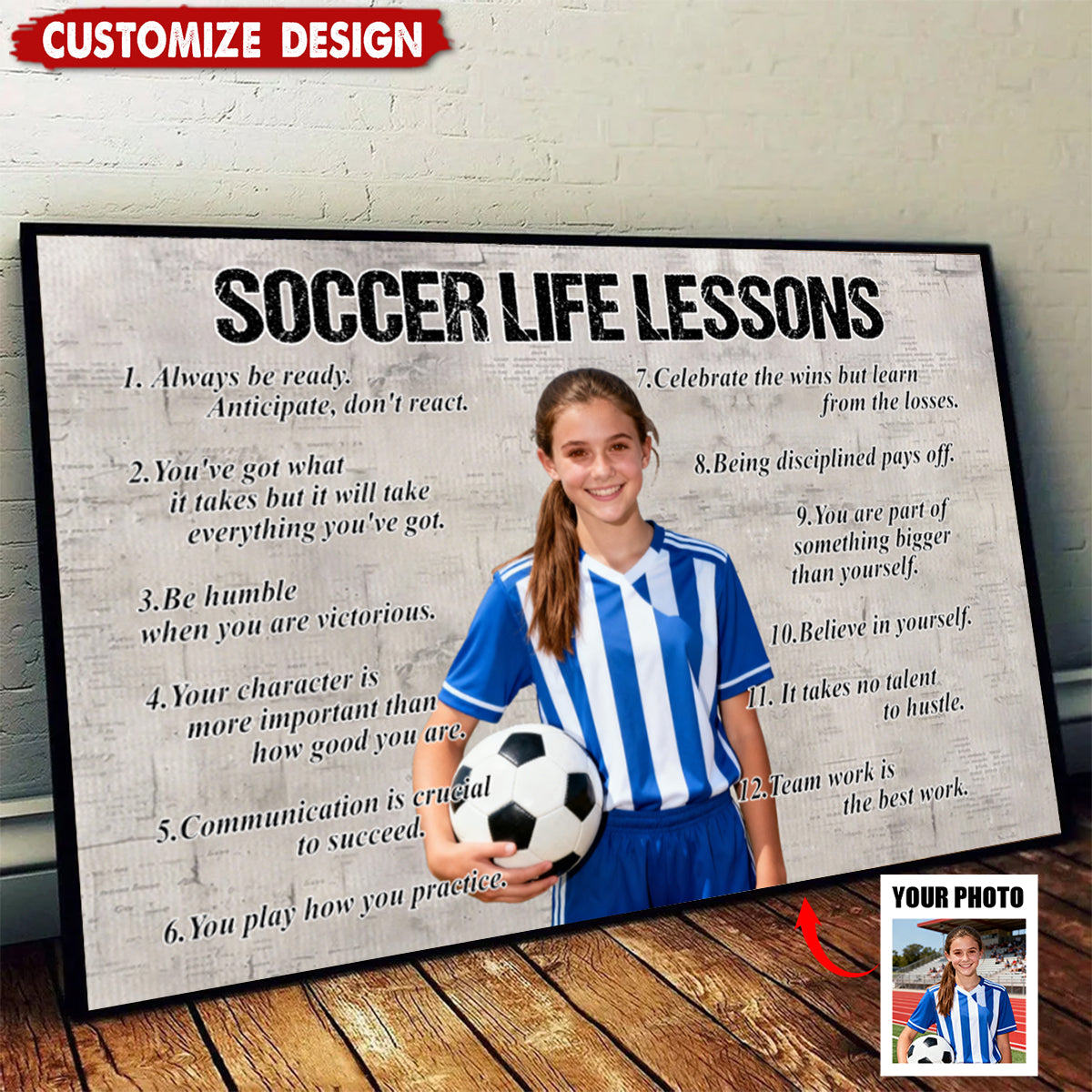 Personalized Soccer Life Lessons Poster / Canvas - Custom Photo Gift For Soccer Lovers