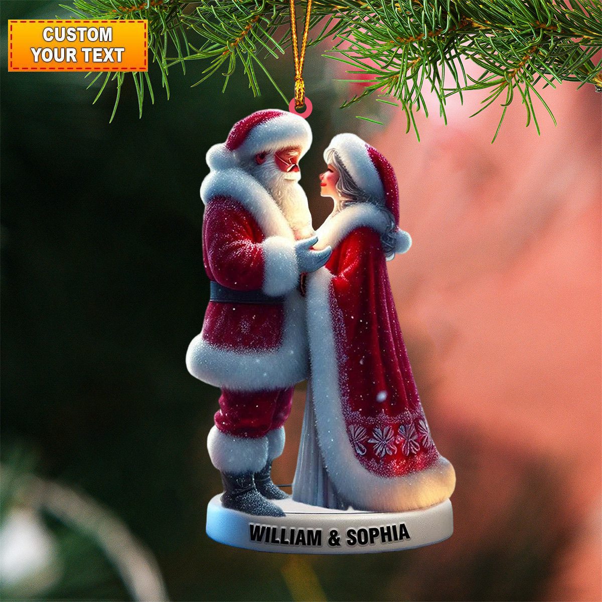 Personalized Santa and Mrs Claus Acrylic Ornament - Custom Couple’s Christmas Gift