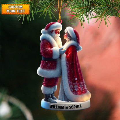 Personalized Santa and Mrs Claus Acrylic Ornament - Custom Couple’s Christmas Gift