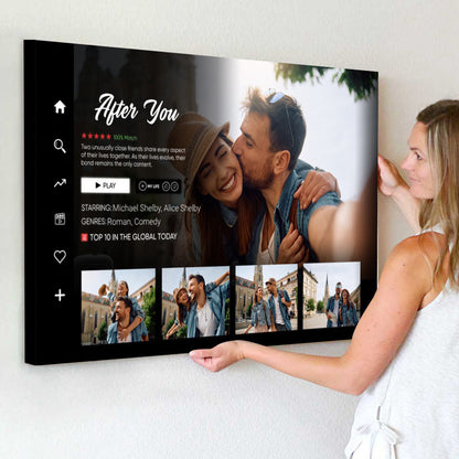 Personalized Couple Photo Movie Landscape Canvas / Poster - Custom Gift For Couples Anniversary Movie