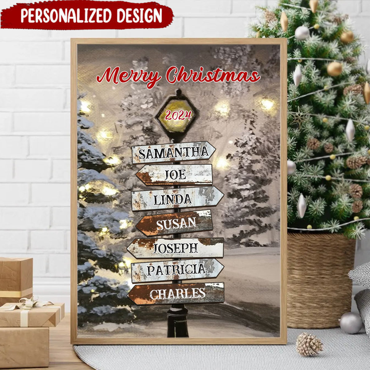 Personalized Vintage Canvas / Poster - Custom Family Christmas Gift