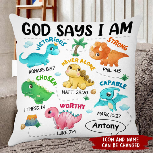 Personalized Dinosaur Pillow for Grandson - Custom Name Gift