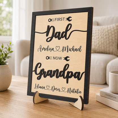 Personalized First Dad Now Grandpa Wood Sign for Dad with personalized design details for meaningful gifting image 6