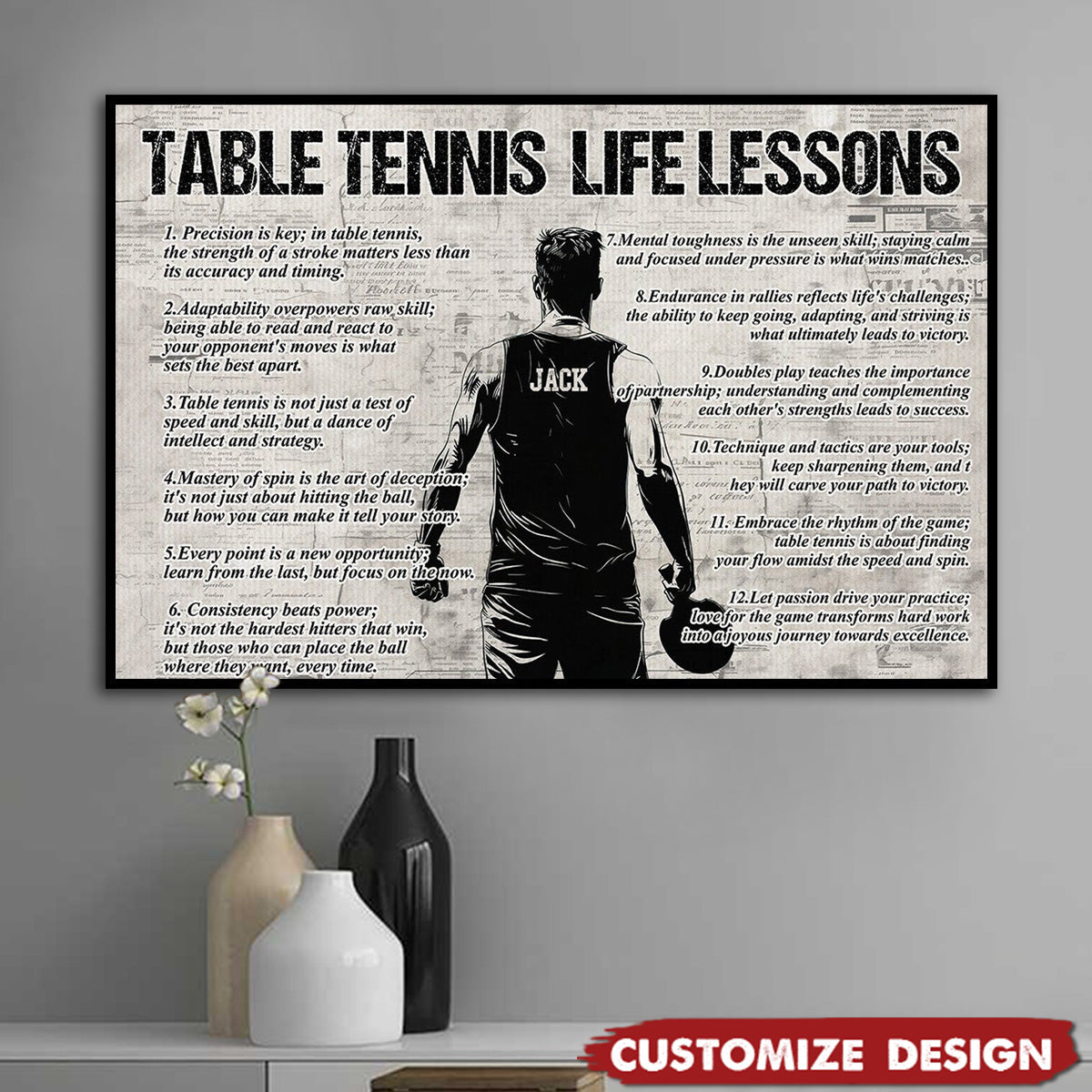 Personalized Table Tennis Life Lessons Poster / Canvas - Gift For Table Tennis Lovers