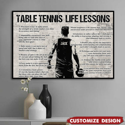 Personalized Table Tennis Life Lessons Poster / Canvas - Gift For Table Tennis Lovers