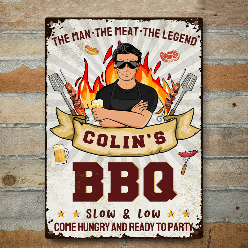 Grilling The Man The Meat The Legend - Personalized Custom Classic Metal Signs