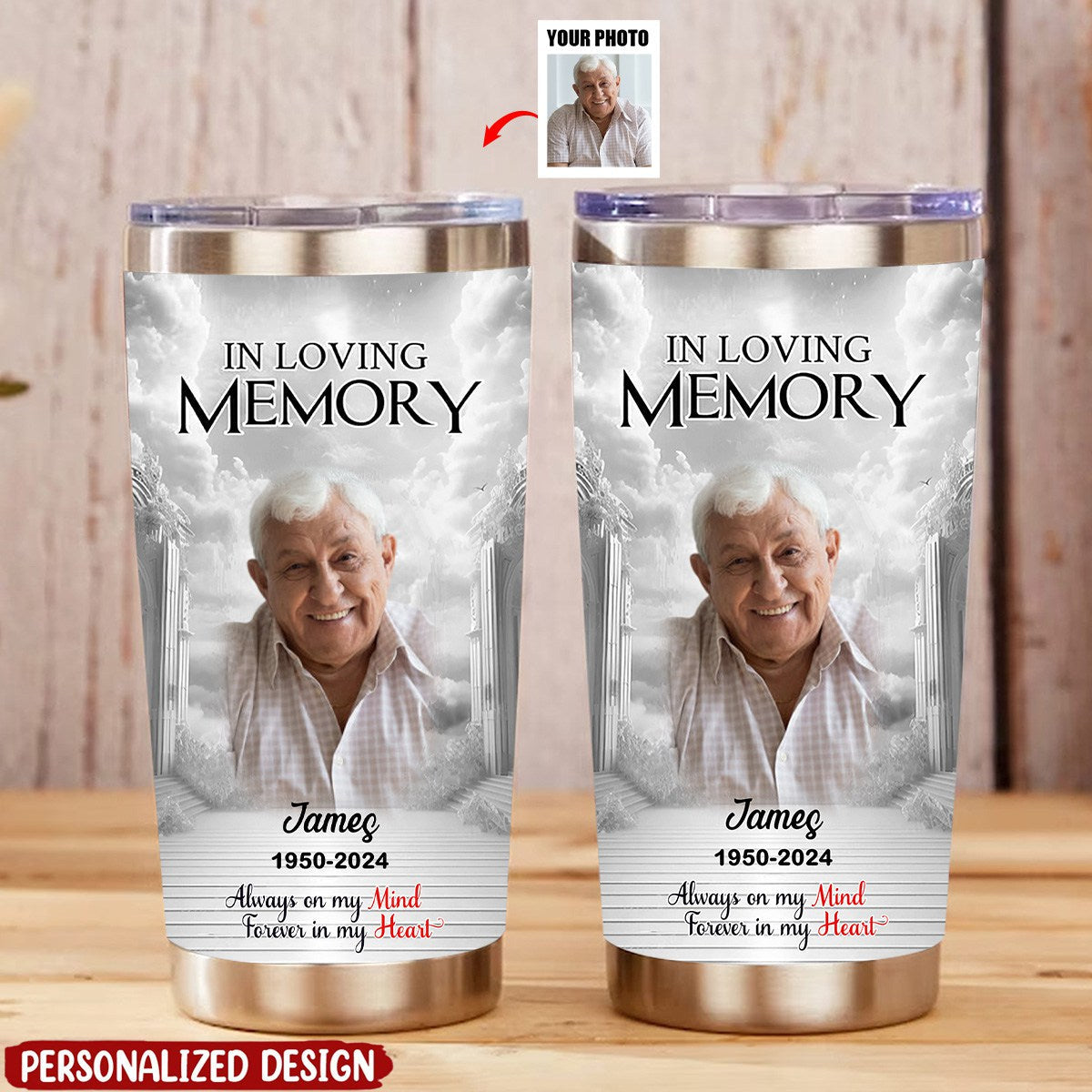 “A Big Piece Of My Heart Lives In Heaven” Personalized Tumbler - Custom Photo In Loving Memory Memorial Gift