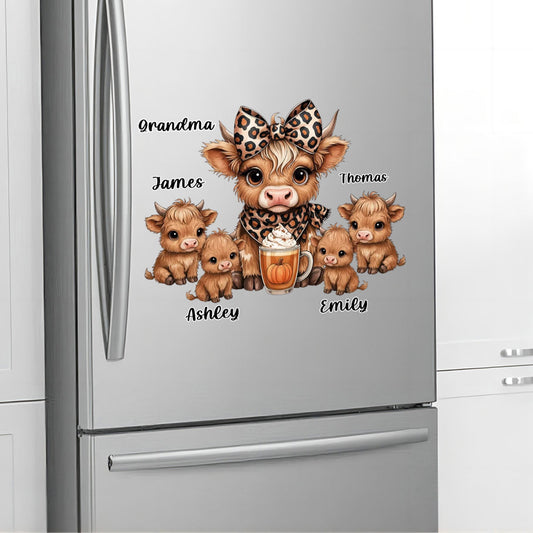 Custom Highland Cow Family Decal for Grandma with personalized design details for meaningful gifting