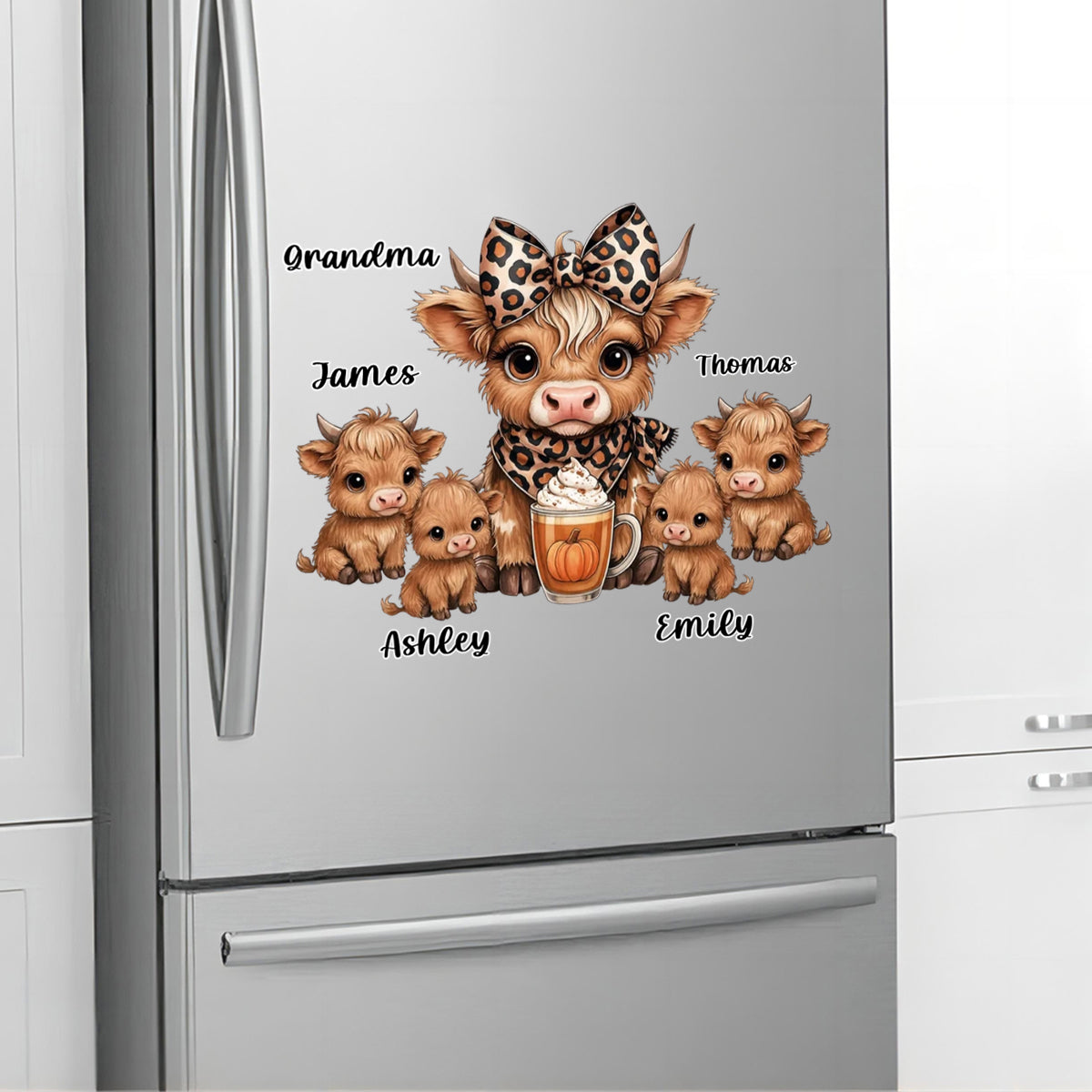 Custom Highland Cow Family Decal for Grandma with personalized design details for meaningful gifting