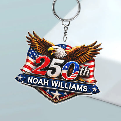 USA 250th Anniversary Eagle Acrylic Keychain - Patriotic Semiquincentennial Gift