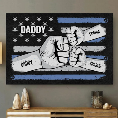 Personalized Fist Bump Nation Flag Poster / Canvas - Father’s Day Gift for Dad & Grandpa