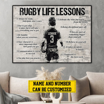 Personalized Rugby Life Lessons Poster / Canvas - Gift for Boys & Rugby Lovers