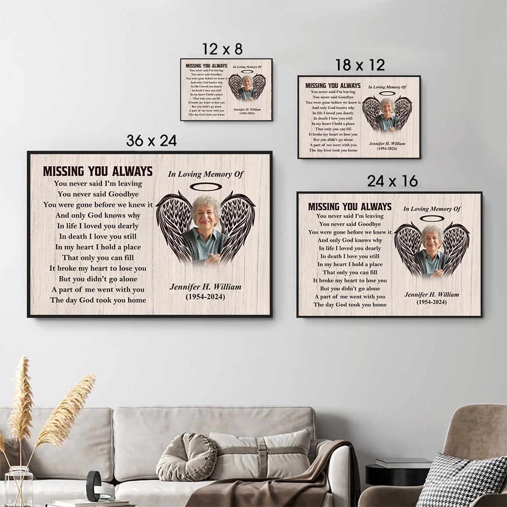 Custom “You Never Said Goodbye” Photo Memorial Canvas / Poster - Personalized Sympathy Gift for Family