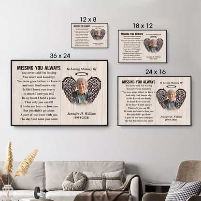Custom “You Never Said Goodbye” Photo Memorial Canvas / Poster - Personalized Sympathy Gift for Family