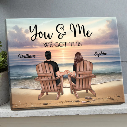 Beach View You and Me We Got This Gift For Couple Personalized Custom Framed Canvas Wall Art