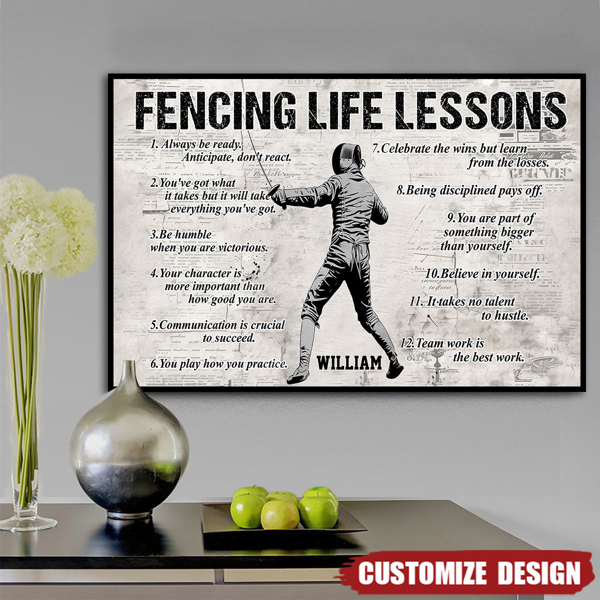 Personalized Fencing Life Lessons Poster / Canvas - Gift For Fencing Lovers