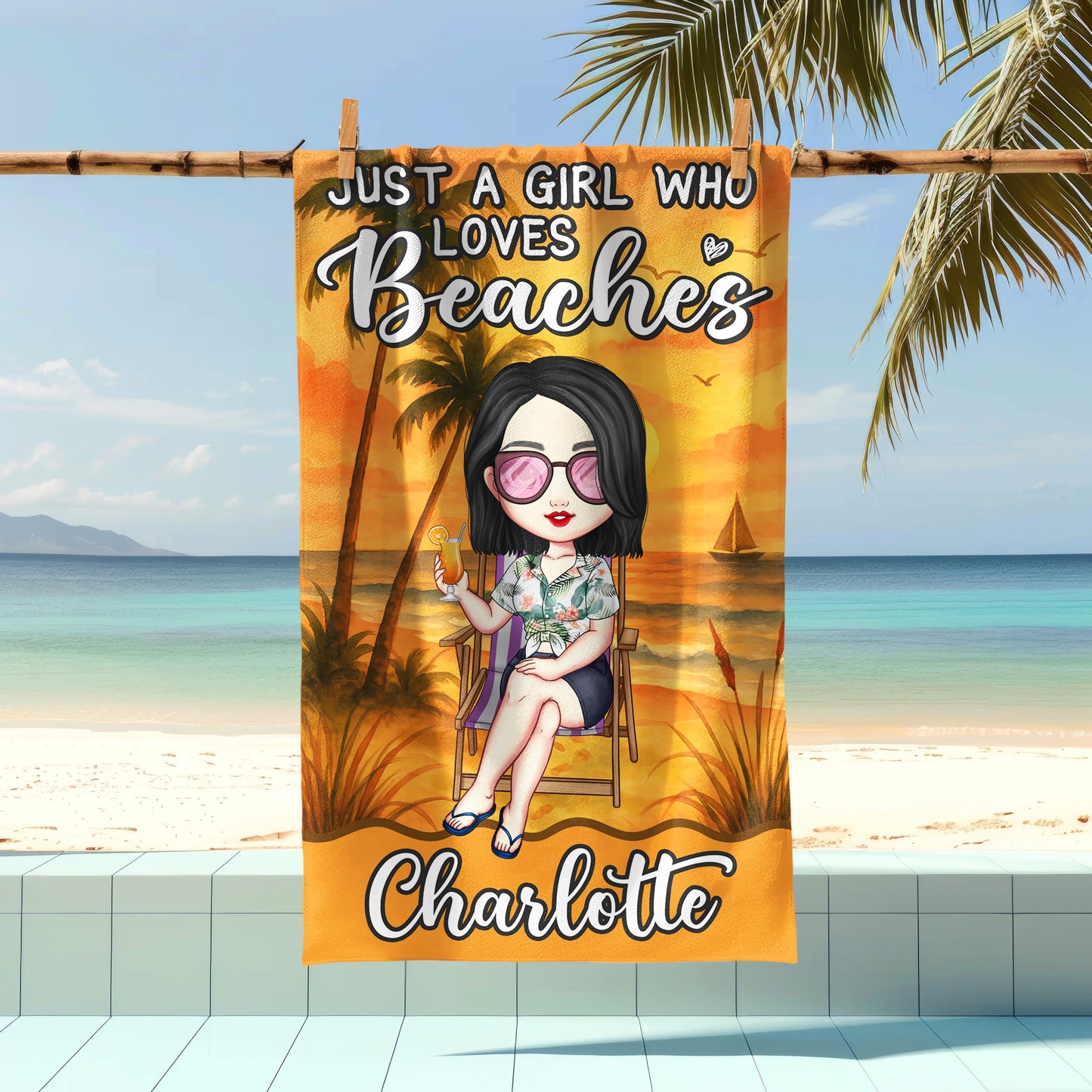 Just A Girl Who Loves Beaches - Personalized Summer Vacation Beach Towel
