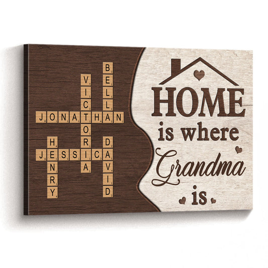 Home Is Where Grandma Is - Personalized Custom Family Crossword Canvas / Poster