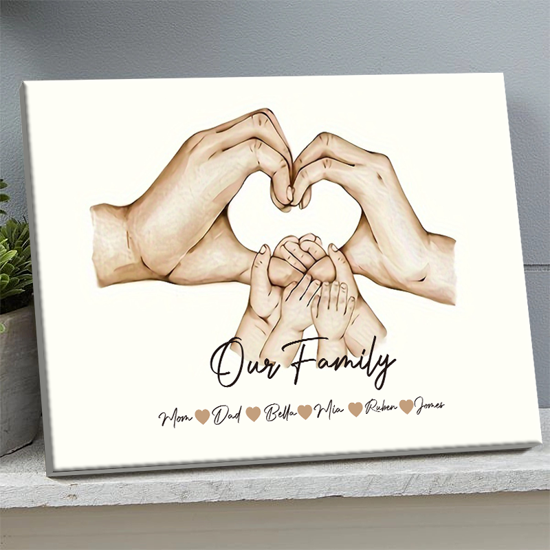 Parents Hands - Personalized Custom Family Name Canvas / Poster