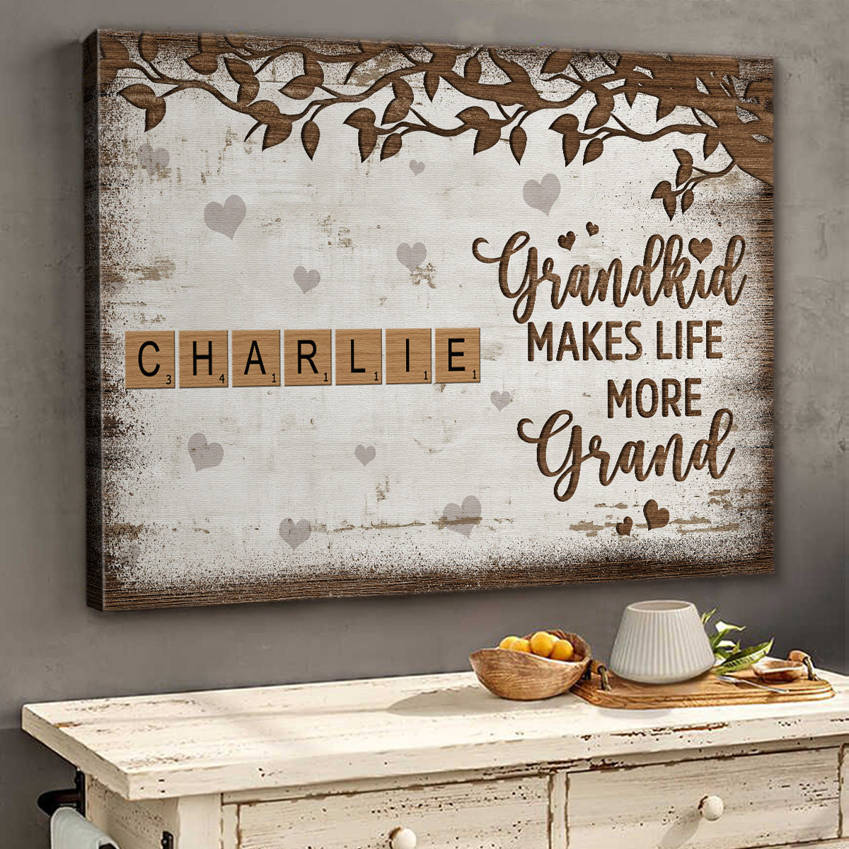 Grandkids Make Life More Grand - Personalized Crossword Canvas / Poster