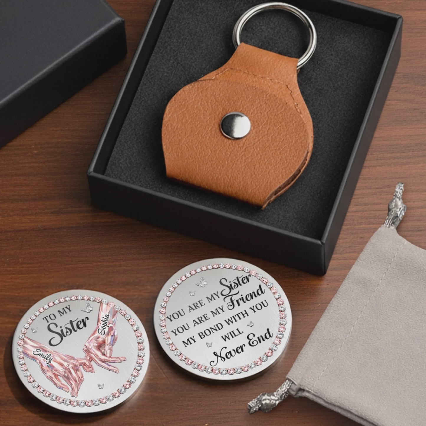 “Sisters Always Stand Together” - Personalized Pocket Hug - Custom Gift for Sister