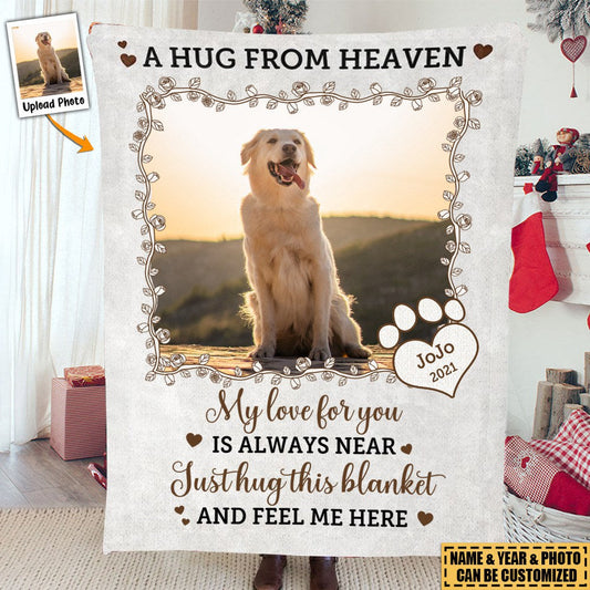 A Hug From Heaven - Personalized Custom Photo Memorial Blanket