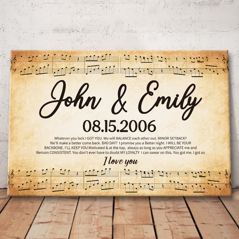 Personalized 'Whatever You Lack I Got You' Music Canvas for Couples