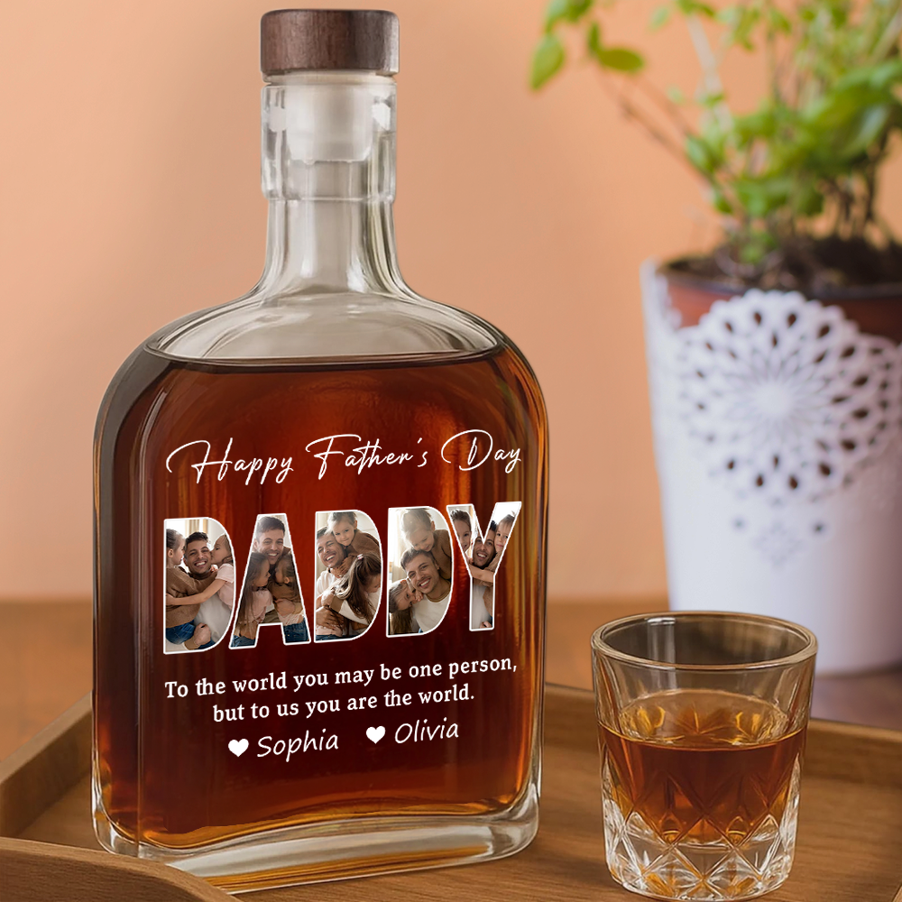 Happy Father’s Day - Custom Family Photo Whiskey Bottle