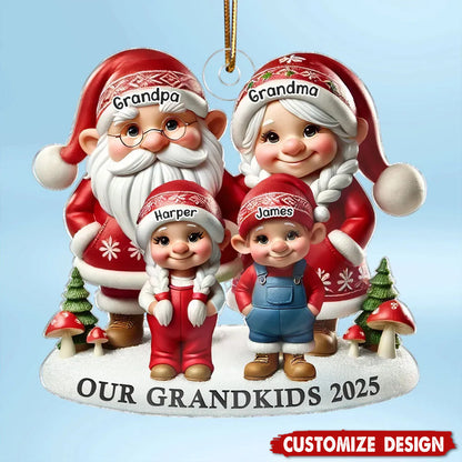 Custom Family Ornament - Celebrate Grandma, Grandpa, Mom, Dad & Lovely Kids