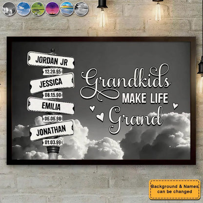 Personalized Street Signs With Grandkids Names Poster / Canvas - Custom Gift For Grandma