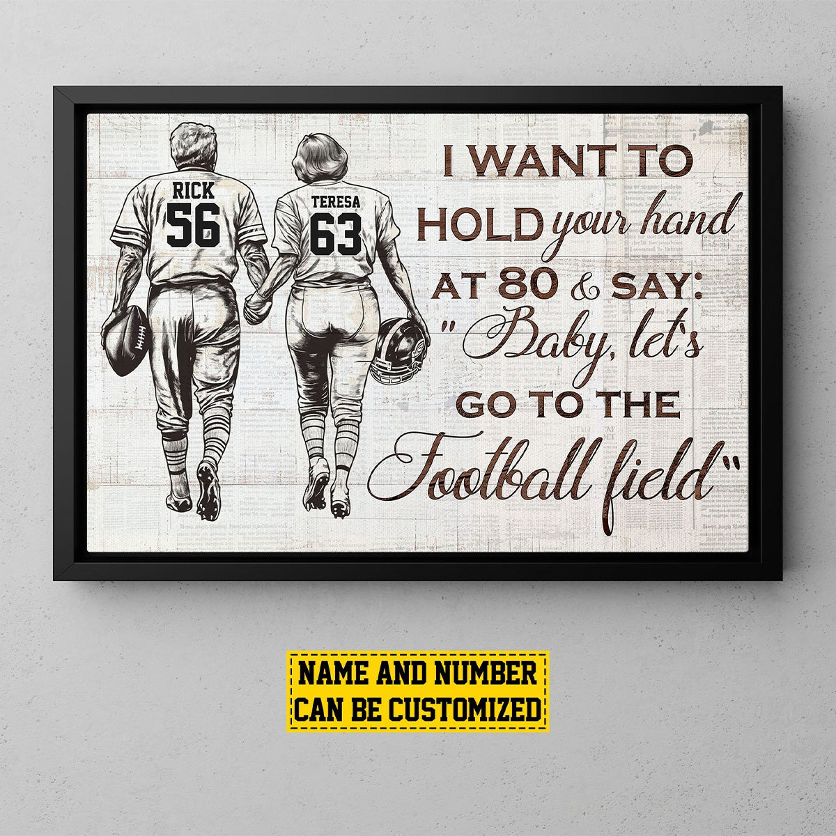 Personalized I Want To Hold Your Hand Football Poster / Canvas - Gift For Football Lovers