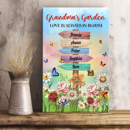 Personalized 'Grandma's Garden' Canvas - Love Is Always In Bloom Art Gift