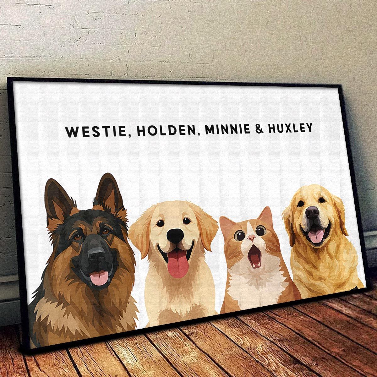 Personalized Customized Cute Art Style Of Your Fur Angels Canvas / Poster - Lovable Gift For Pet Lovers