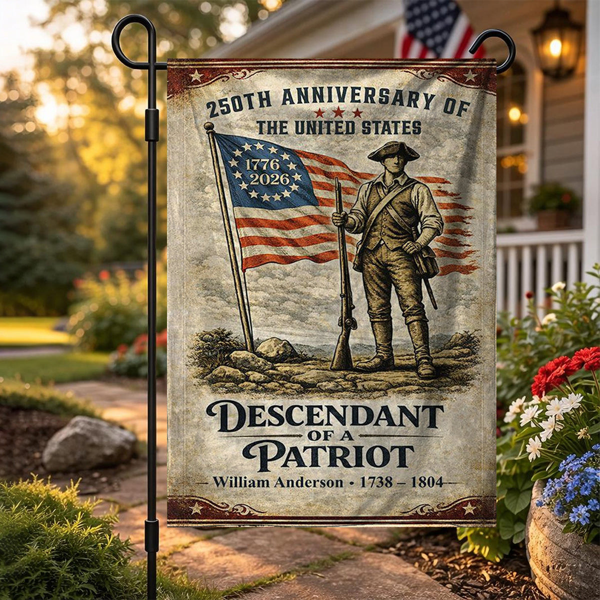 Personalized Garden Flag - Customizable 250th Anniversary Tribute