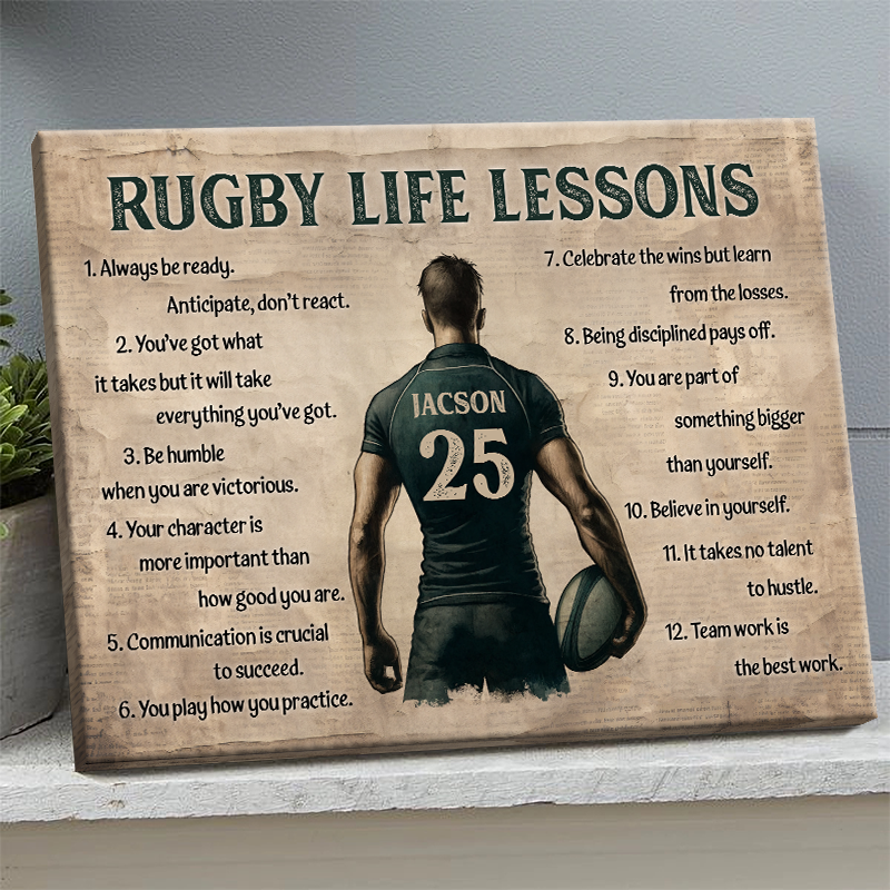 “Rugby Life Lessons” - Personalized Custom Photo Canvas / Poster
