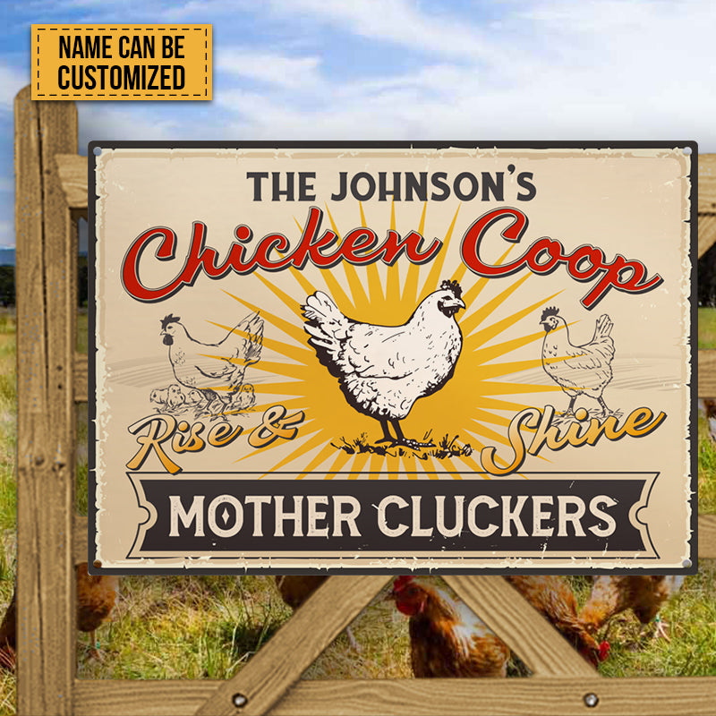 Personalized Rise And Shine Farm Chicken Coop - Custom Metal Sign