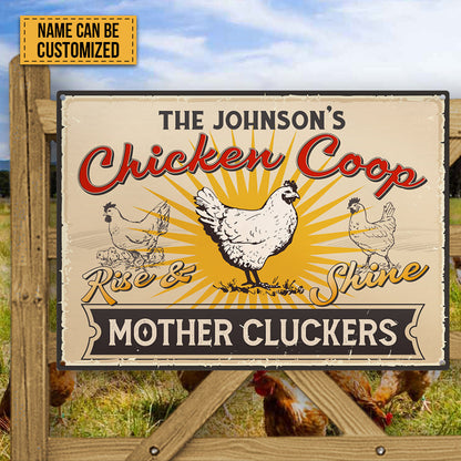 Personalized Rise And Shine Farm Chicken Coop - Custom Metal Sign