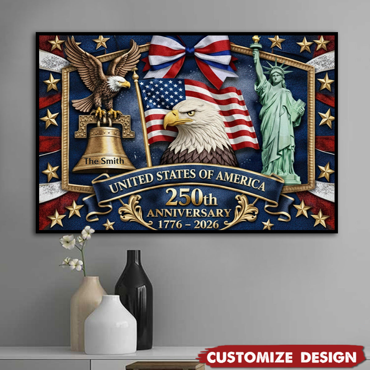 USA 250th Anniversary - Personalized Custom Patriot Poster / Canvas