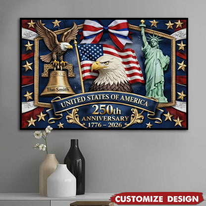 USA 250th Anniversary - Personalized Custom Patriot Poster / Canvas