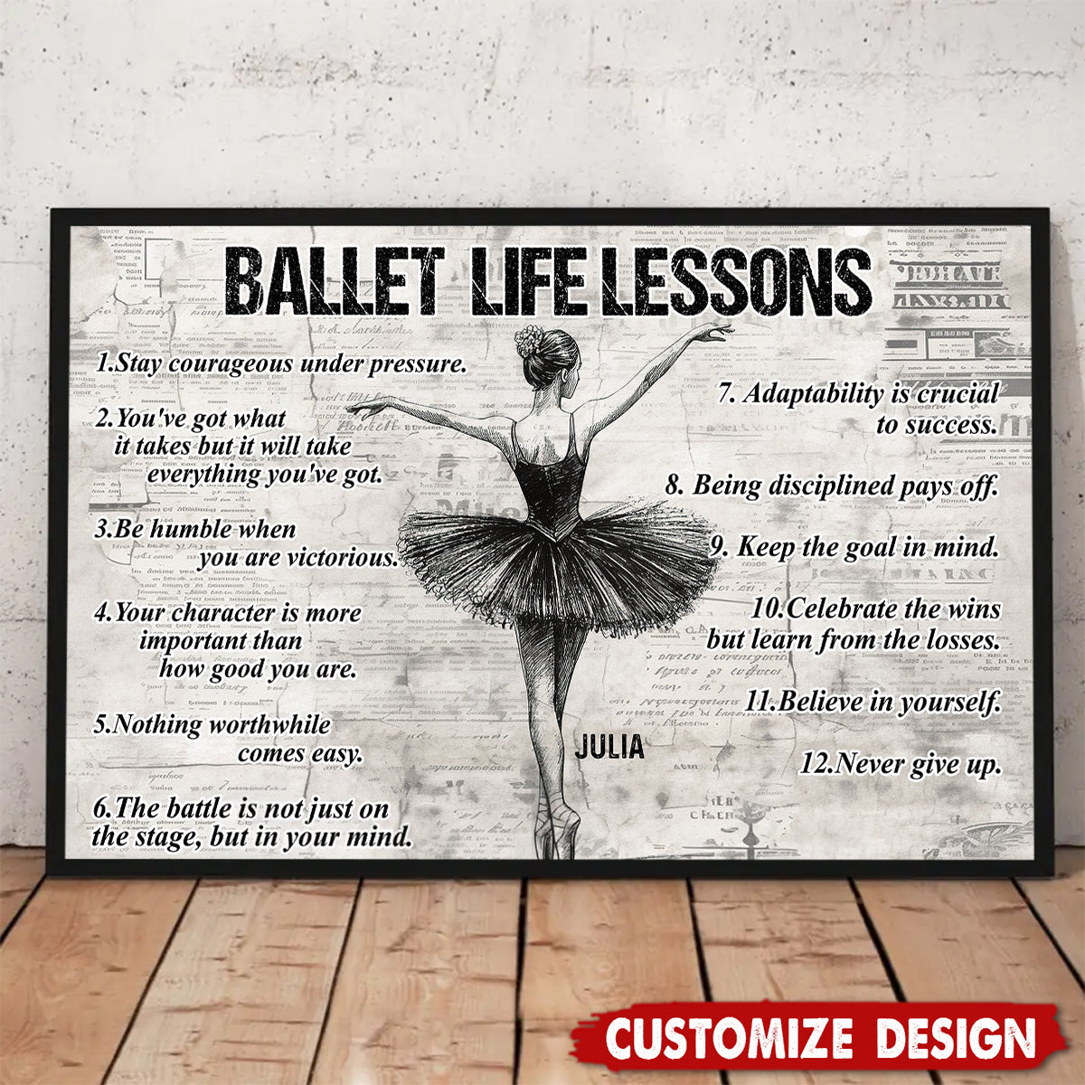 Personalized Ballet Life Lessons Poster / Canvas - Motivational Gift for Ballet Lovers