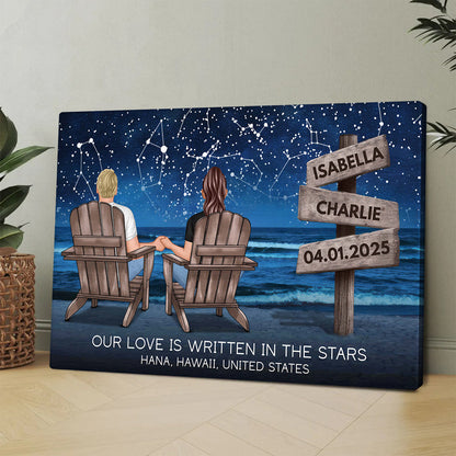 Personalized Customized Our Love Is Written In The Stars Canvas / Poster - Custom Gifts For Couple Anniversary
